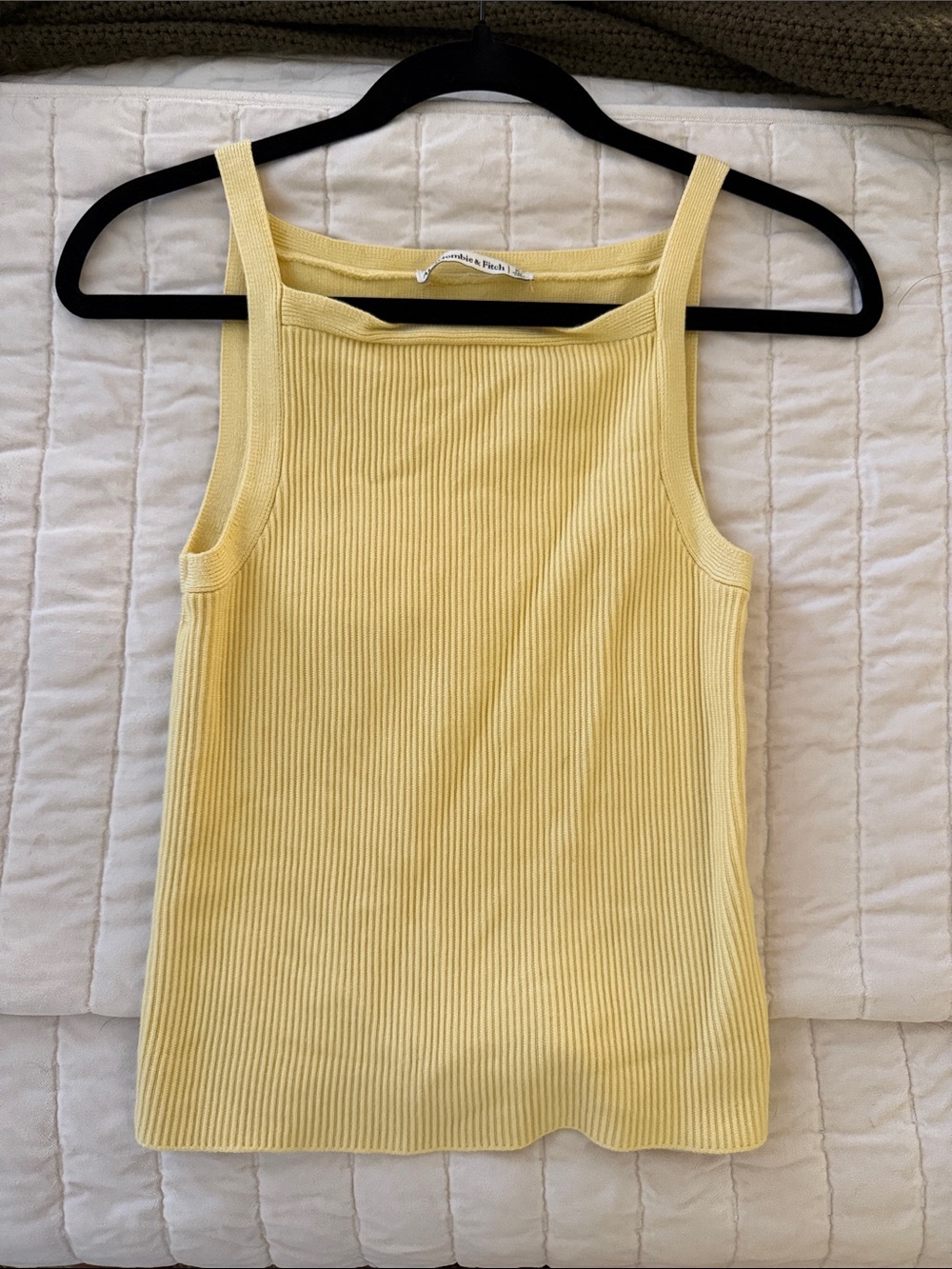 Abercrombie & Fitch Pale Yellow Ribbed Square-Neck Tank